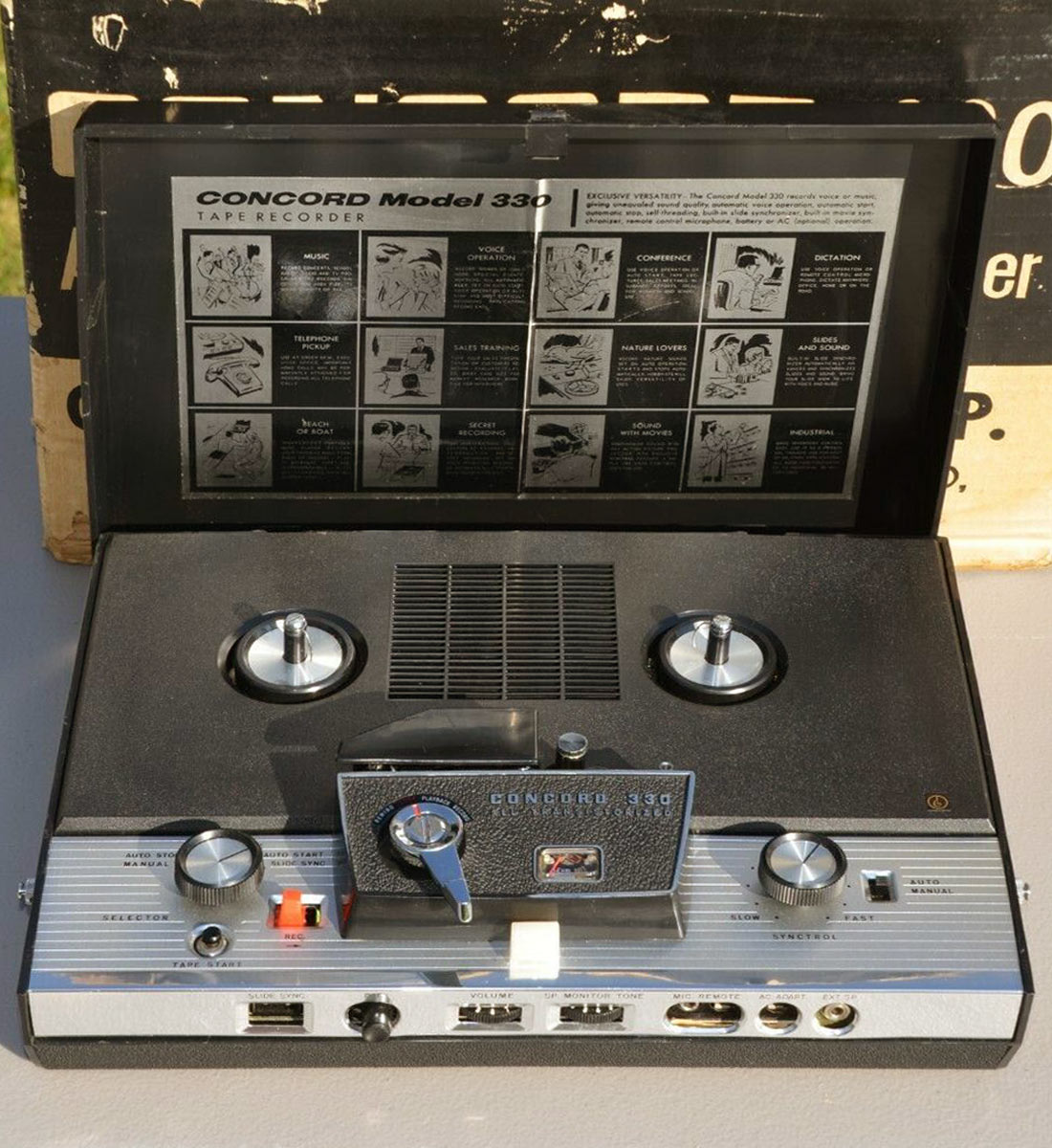 Portable Reel-to-Reel Tape Recorder '' Concord 330 ''.